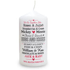Personalised We Go Together Like.... Pillar Candle for Valentine's Day