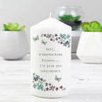 Personalised Forget me not Pillar Candle | Christmas Gift