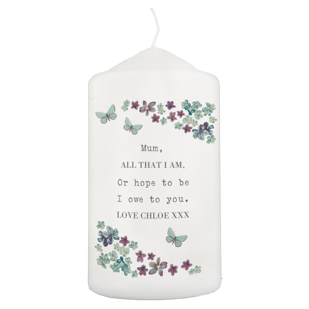 Personalised Forget me not Pillar Candle | Christmas Gift