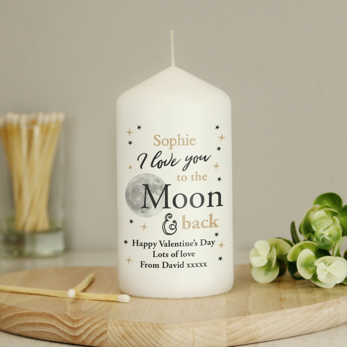 Personalised To the Moon and Back... Pillar Candle | Christmas Gift