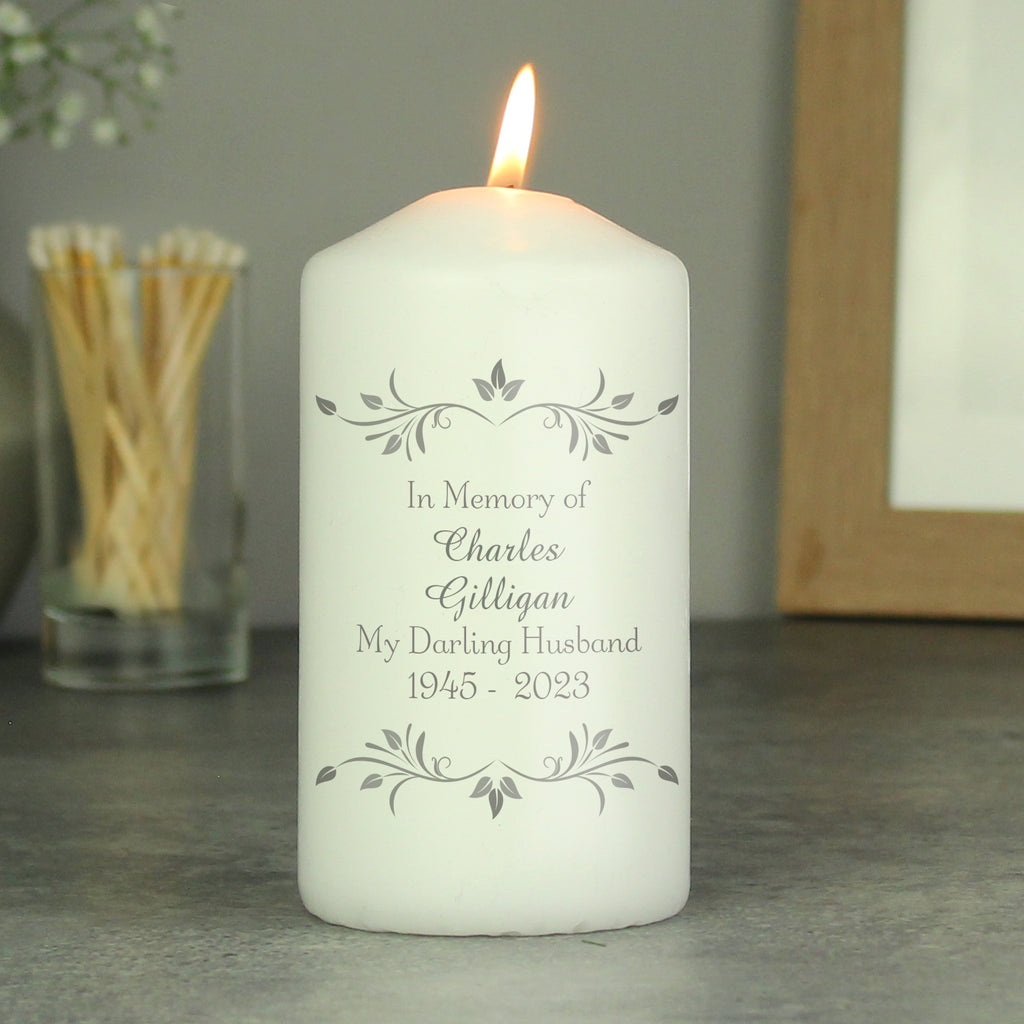 Personalised Sentiments Pillar Candle | Candles & Reed Diffusers | Memorial Gift