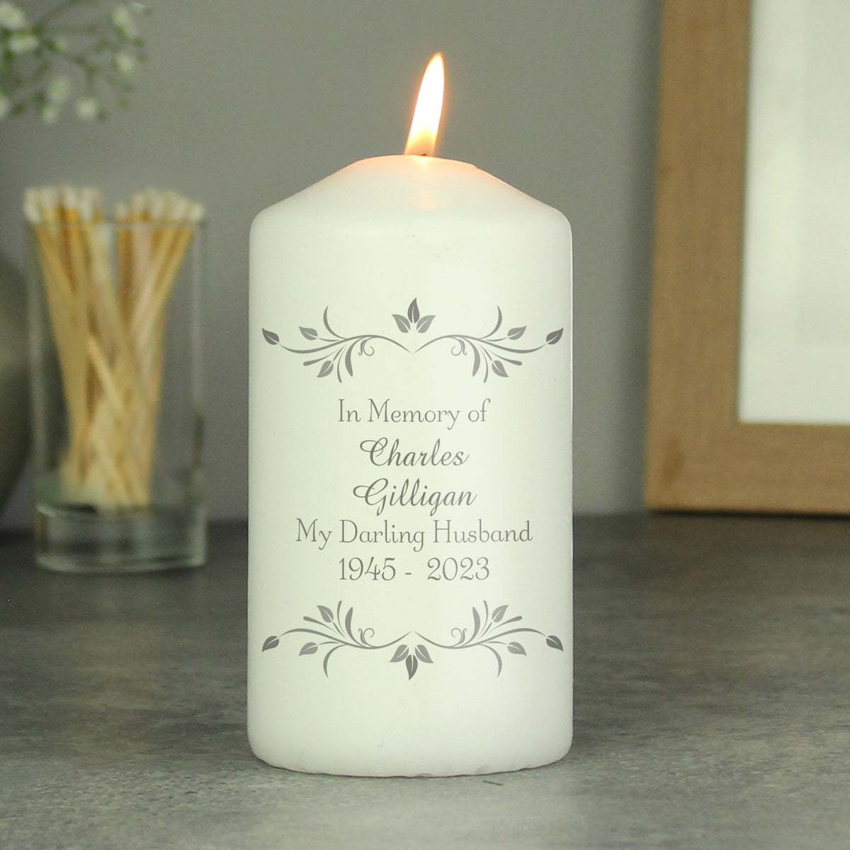Personalised Sentiments Pillar Candle | Candles & Reed Diffusers | Memorial Gift