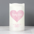 Personalised Stitch & Dot Baby Girl Night Light LED Candle | Gift for Her