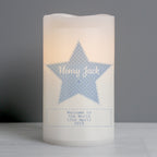 Personalised Stitch & Dot Baby Boy Nightlight LED Candle for New Baby