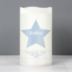 Personalised Stitch & Dot Baby Boy Nightlight LED Candle for New Baby