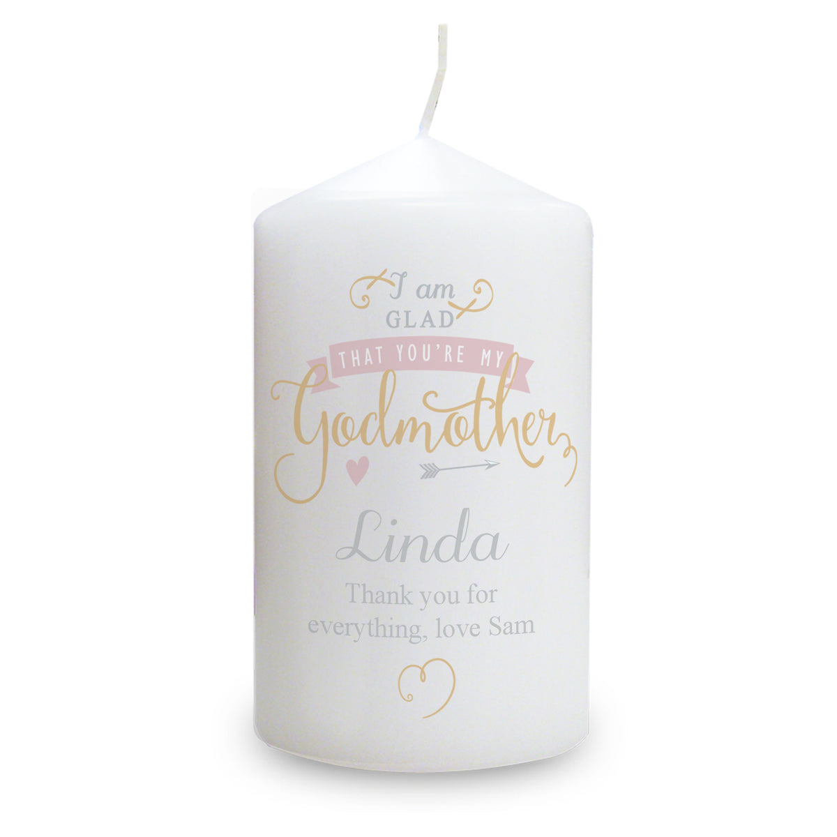 Personalised I Am Glad... Godmother Pillar Candle | Candles & Reed Diffusers