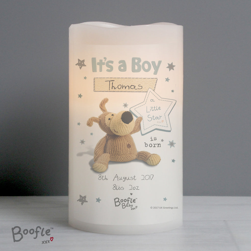 Personalised Boofle It's a Boy Nightlight LED Candle | Christmas Gift