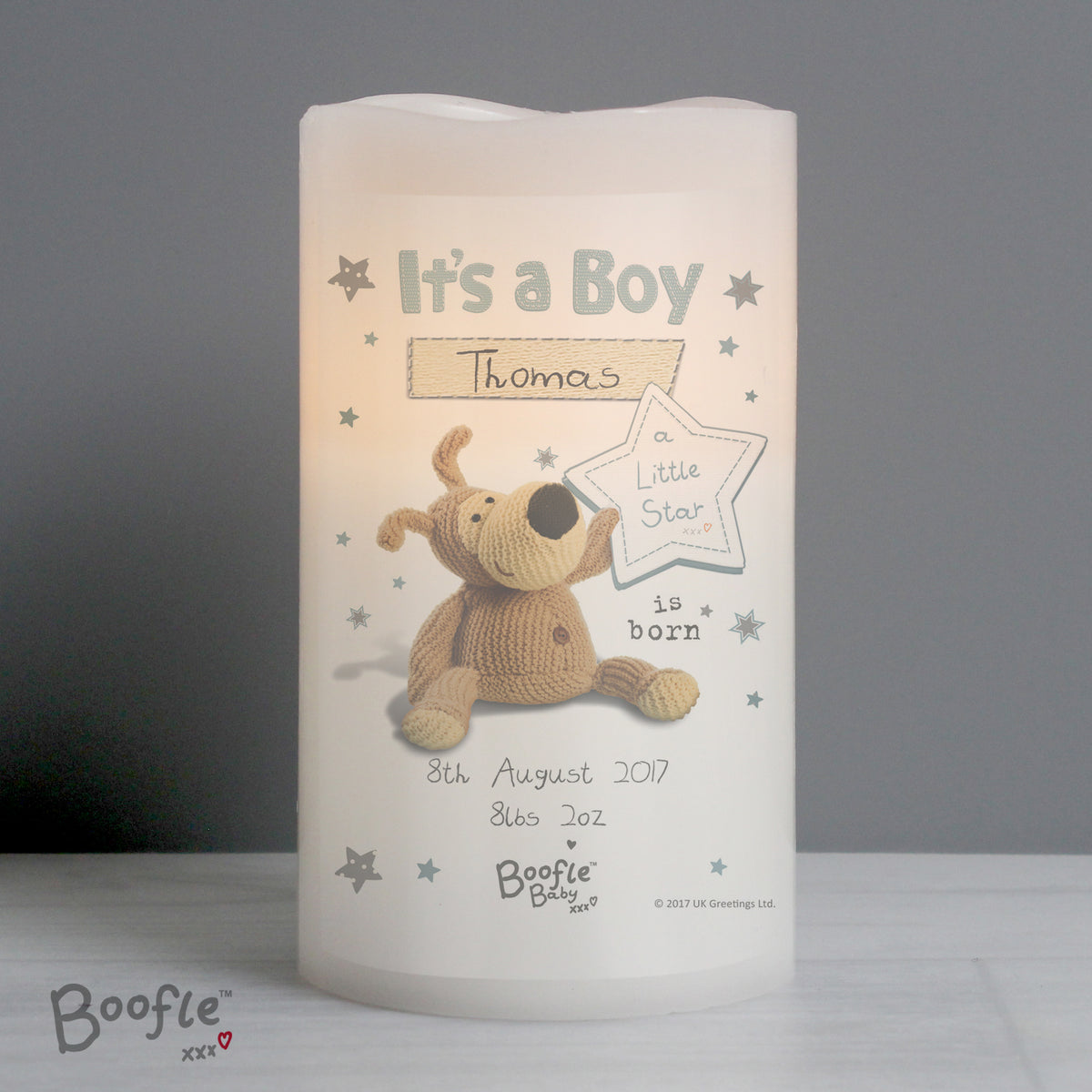 Personalised Boofle It's a Boy Nightlight LED Candle | Christmas Gift