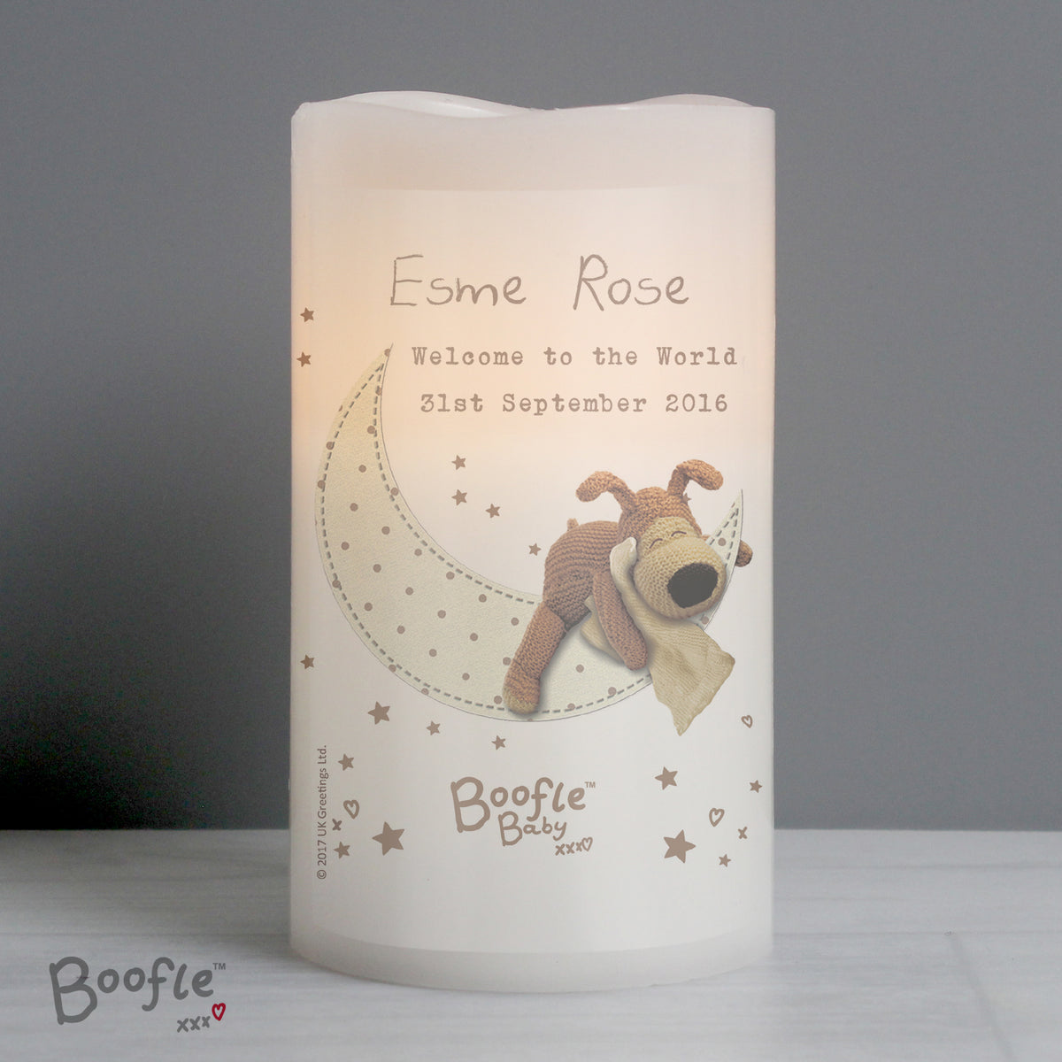 Personalised Boofle Baby Nightlight LED Candle | Christmas Gift