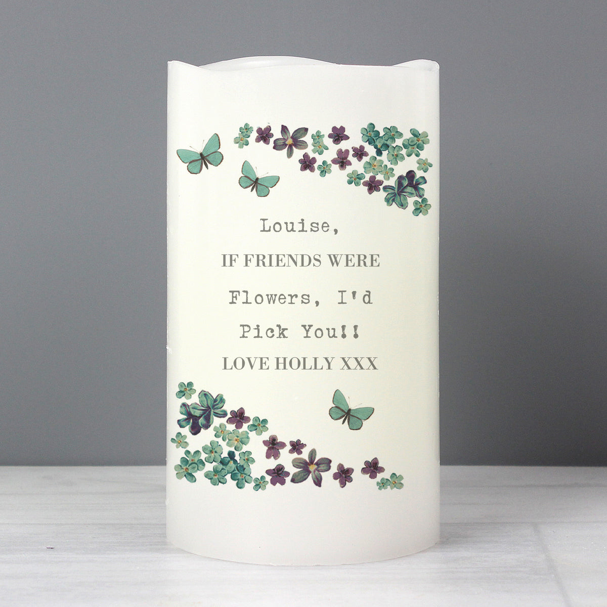 Personalised Forget Me Not LED Candle | Mother's Day Gift