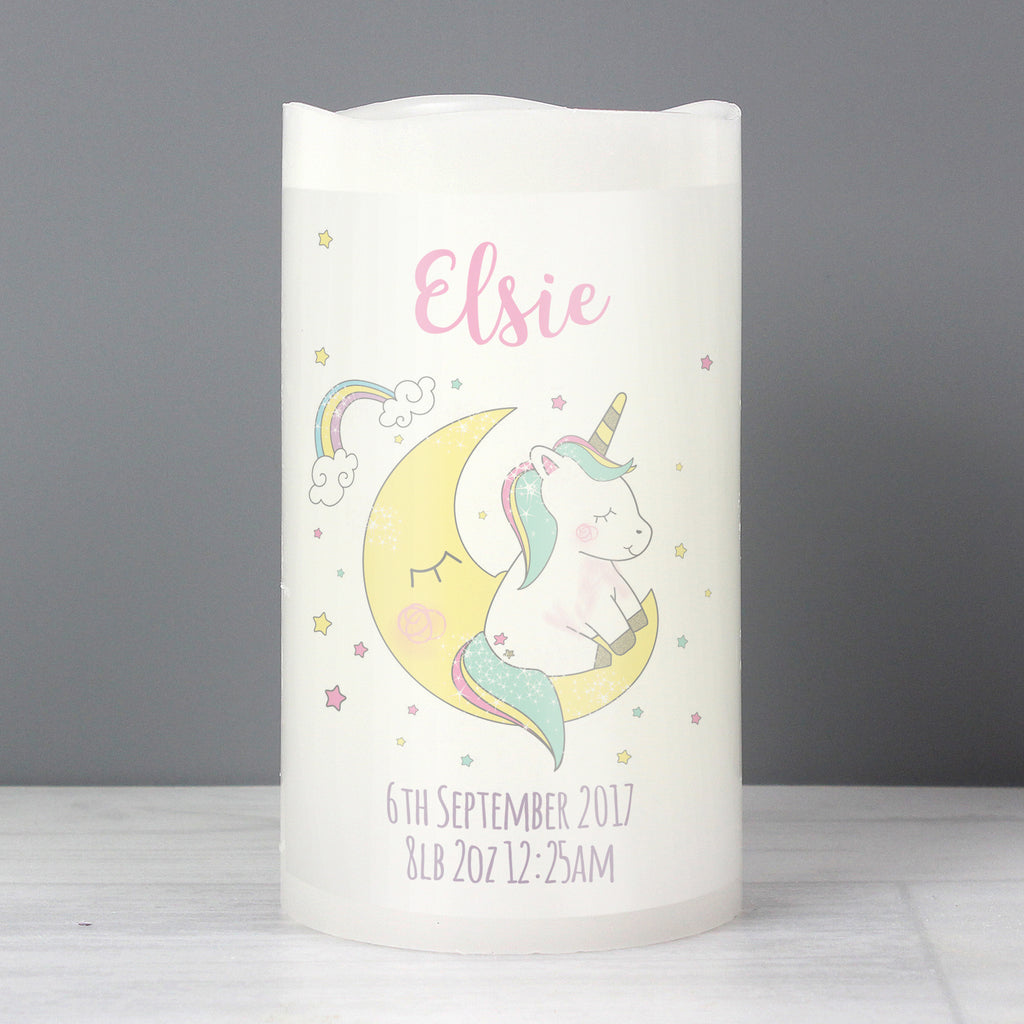 Personalised Baby Unicorn Nightlight LED Candle for Christmas