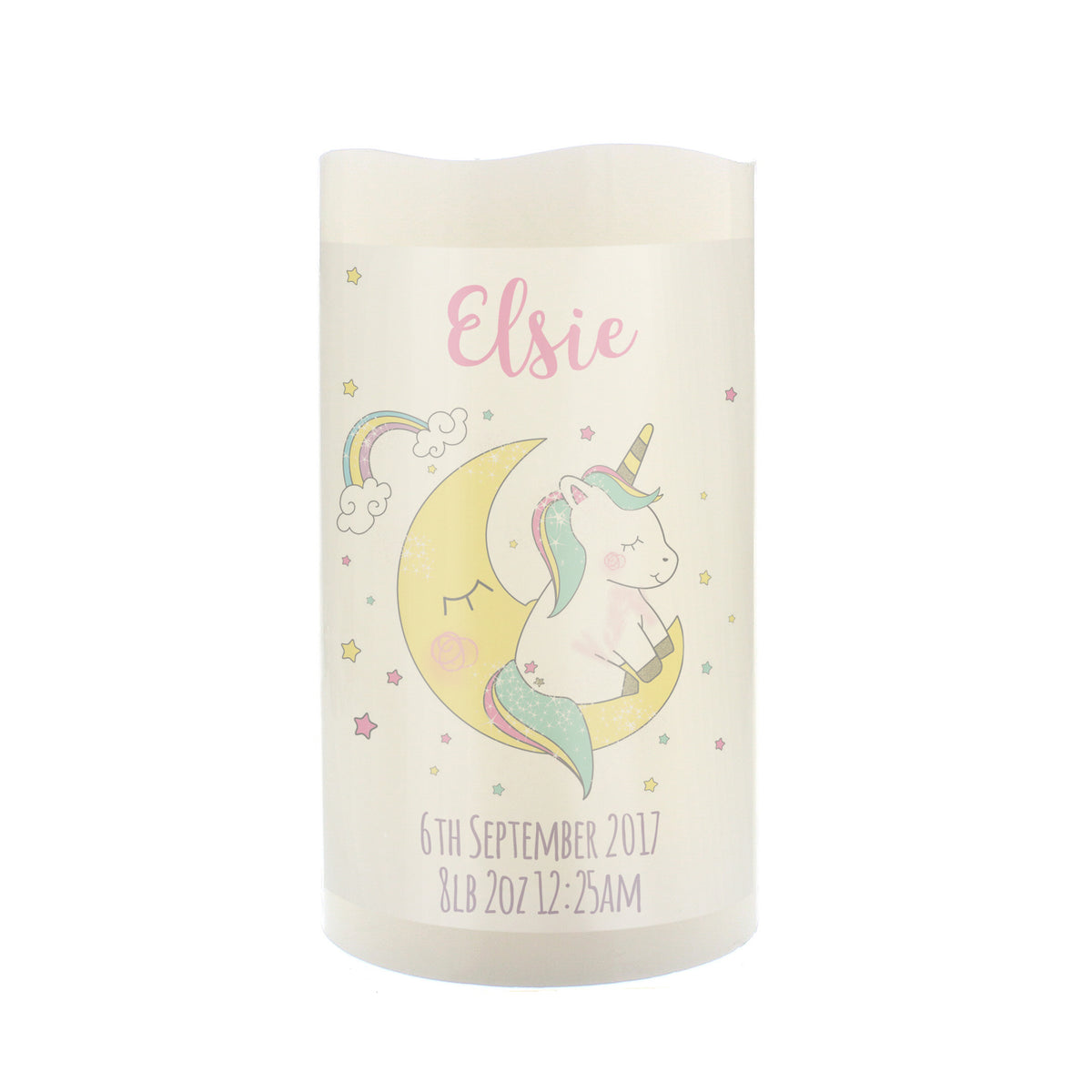 Personalised Baby Unicorn Nightlight LED Candle for Christmas