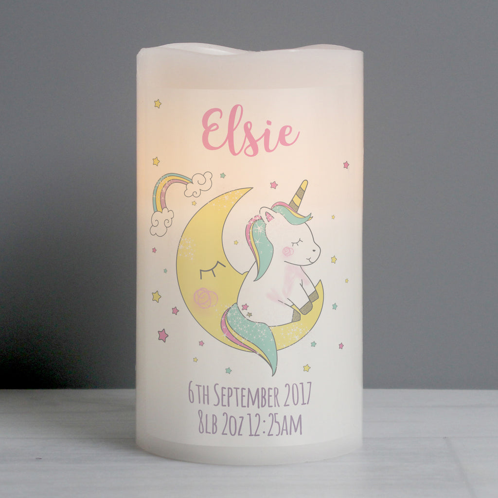 Personalised Baby Unicorn Nightlight LED Candle for Christmas