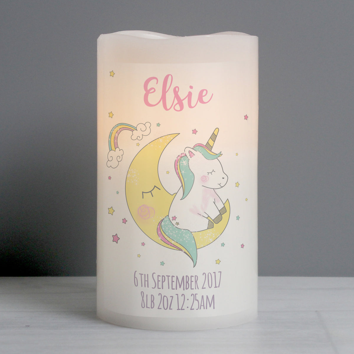 Personalised Baby Unicorn Nightlight LED Candle for Christmas