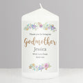 Personalised Godmother 'Floral Watercolour' Pillar Candle | Candles & Reed Diffusers | Mother's Day Gift