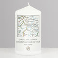 Personalised Present Day Map Compass Pillar Candle | Candles & Reed Diffusers