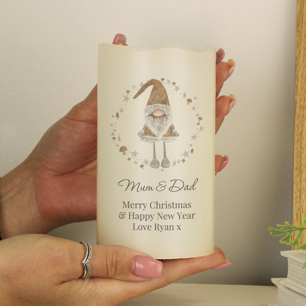 Personalised Christmas Gonk LED Candle for Christmas