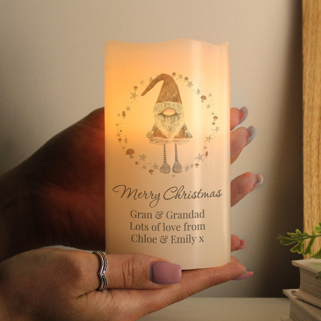 Personalised Christmas Gonk LED Candle for Christmas
