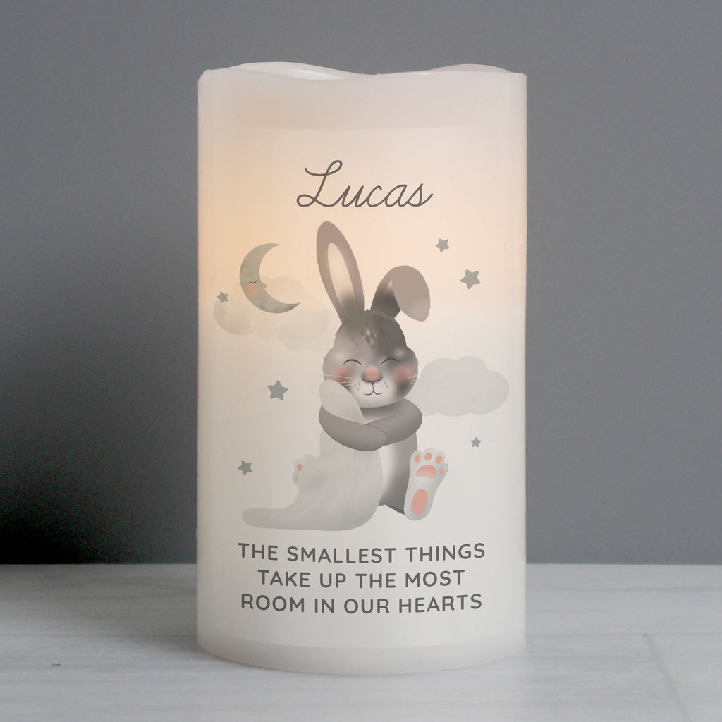 Personalised Baby Bunny LED Candle for Christening