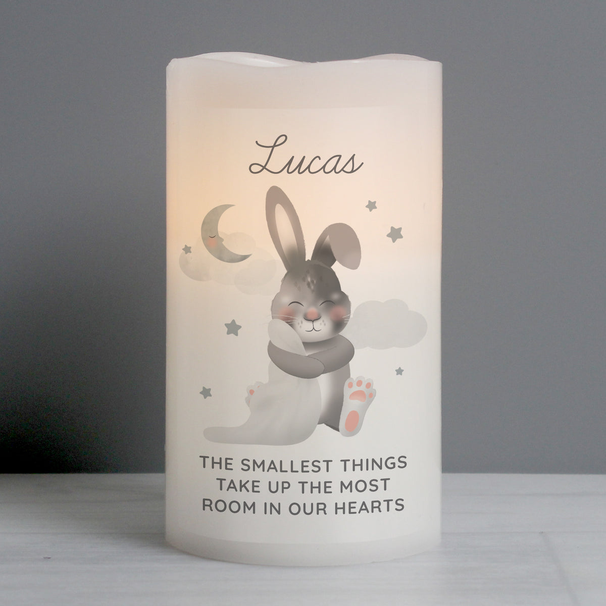 Personalised Baby Bunny LED Candle for Christening