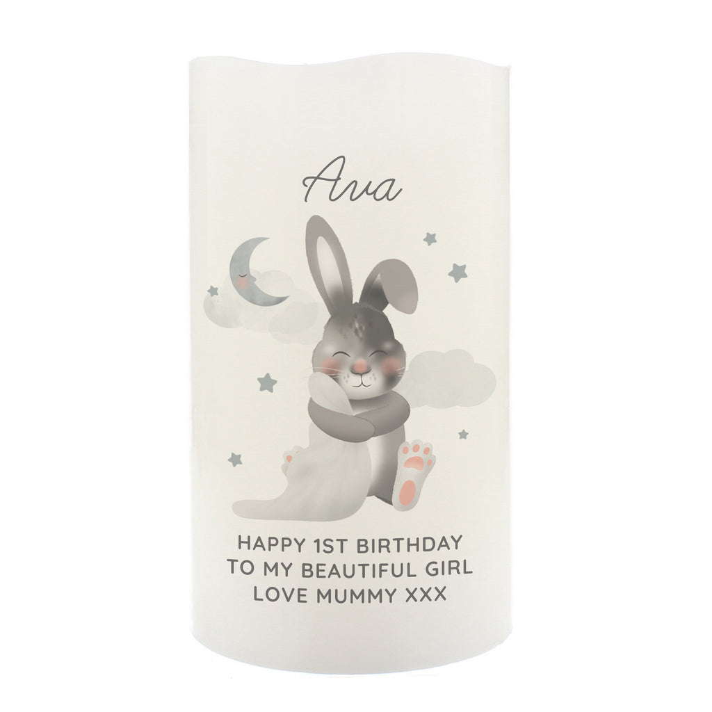 Personalised Baby Bunny LED Candle for Christening