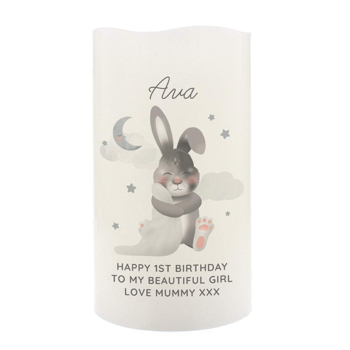 Personalised Baby Bunny LED Candle for Christening