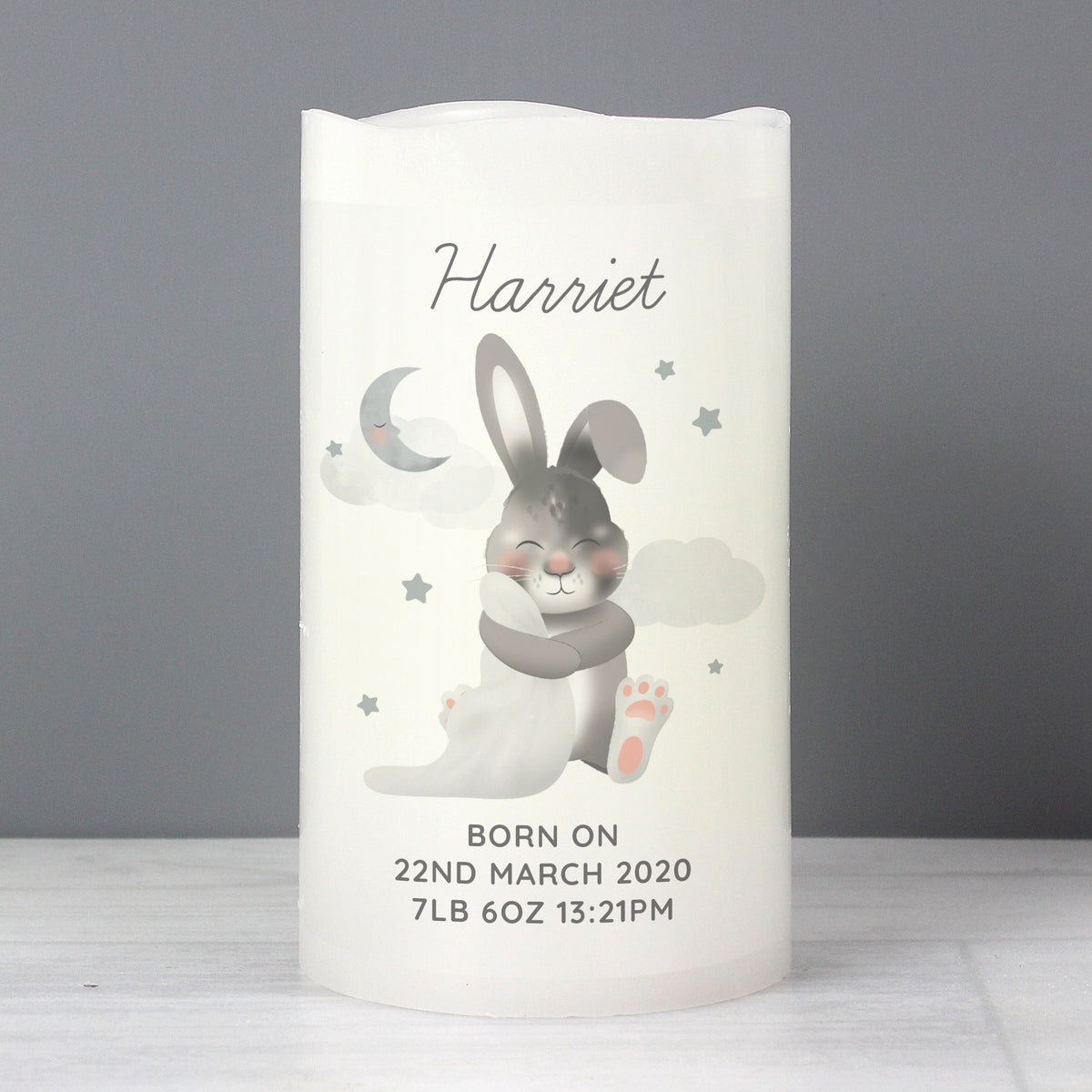 Personalised Baby Bunny LED Candle for Christening