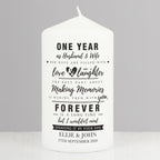 Personalised Typography Anniversary Pillar Candle | Anniversary Gift