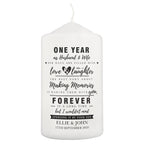 Personalised Typography Anniversary Pillar Candle | Anniversary Gift