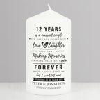Personalised Typography Anniversary Pillar Candle | Anniversary Gift