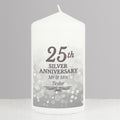Personalised 25th Silver Anniversary Pillar Candle | Candles & Reed Diffusers | Anniversary Gift