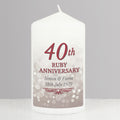 Personalised 40th Ruby Anniversary Pillar Candle | Anniversary Gift