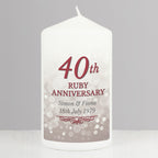 Personalised 40th Ruby Anniversary Pillar Candle | Anniversary Gift