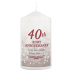 Personalised 40th Ruby Anniversary Pillar Candle | Anniversary Gift