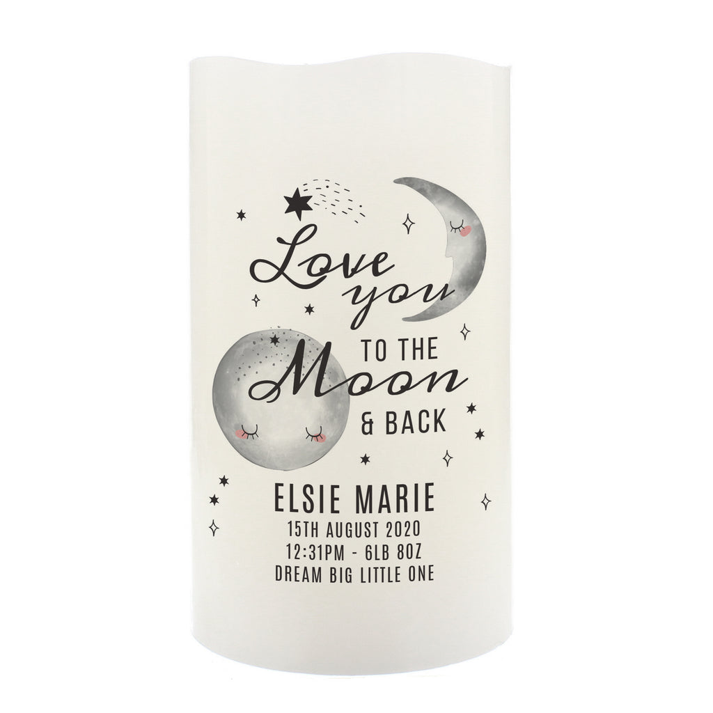 Personalised Baby To The Moon and Back LED Candle | Christmas Gift