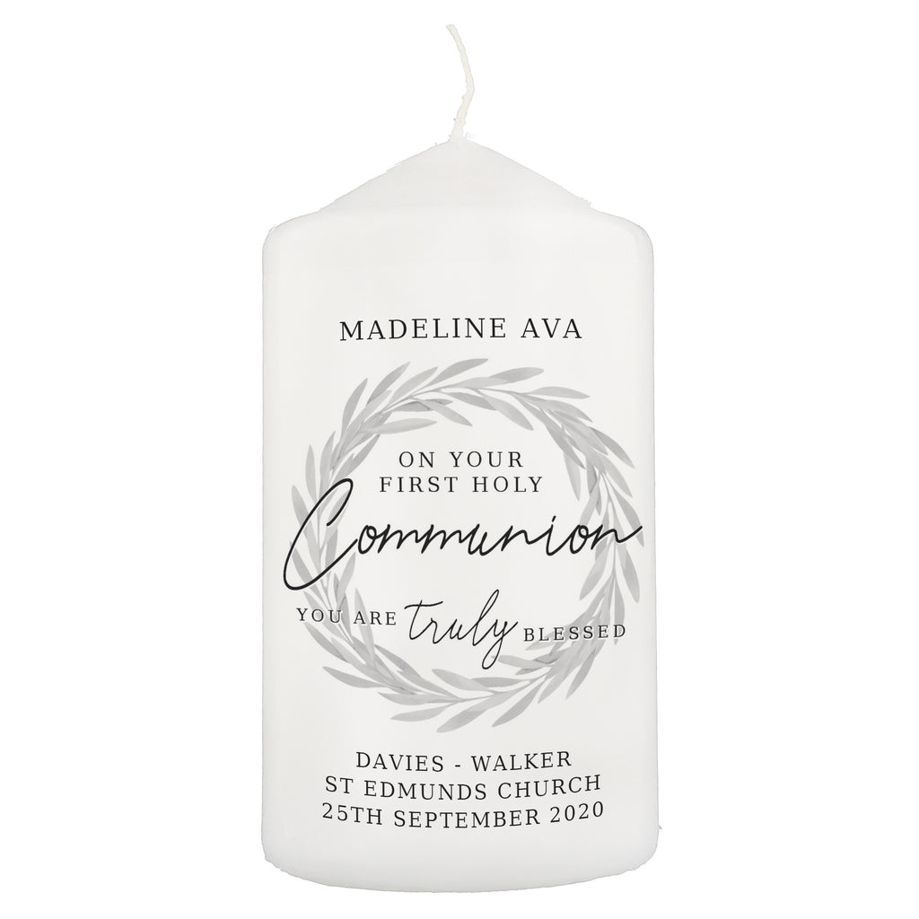 Personalised 'Truly Blessed' First Holy Communion Pillar Candle | Candles & Reed Diffusers | Christening Gift