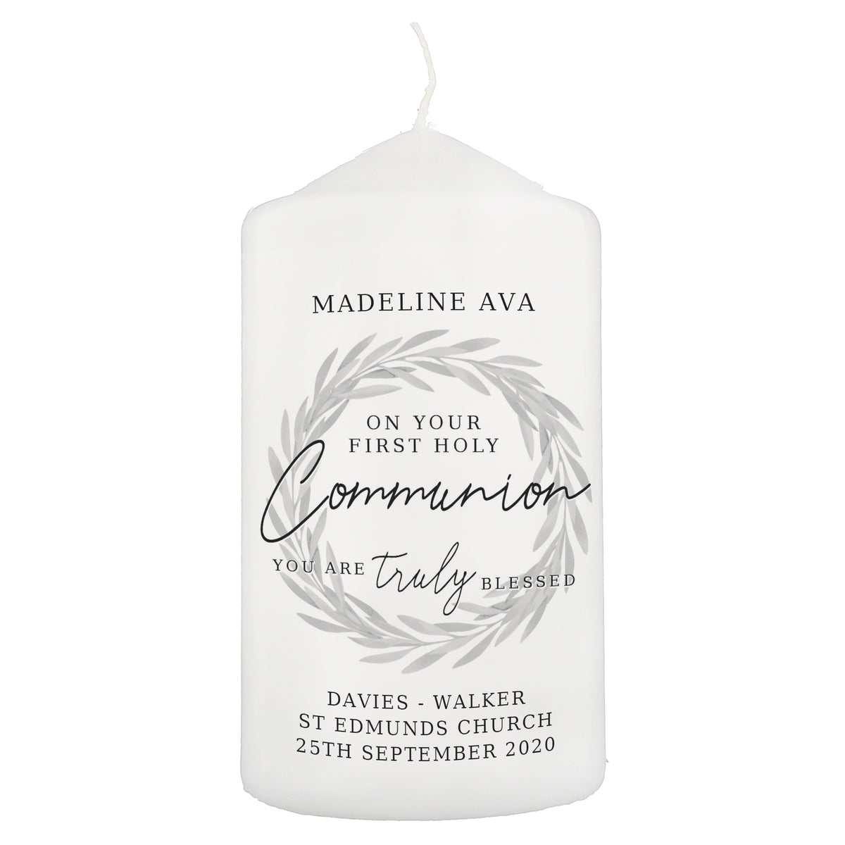 Personalised 'Truly Blessed' First Holy Communion Pillar Candle | Candles & Reed Diffusers | Christening Gift