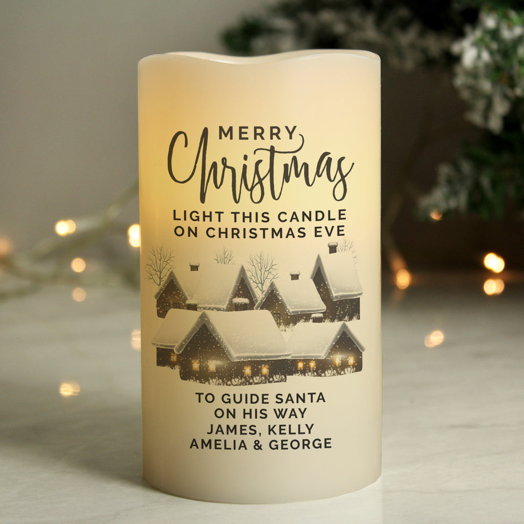 Personalised Christmas Town LED Candle for Christmas