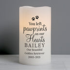 Personalised Pawprints On Our Hearts LED Candle | Memorial Gift