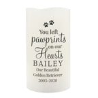 Personalised Pawprints On Our Hearts LED Candle | Memorial Gift