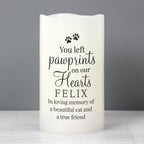 Personalised Pawprints On Our Hearts LED Candle | Memorial Gift
