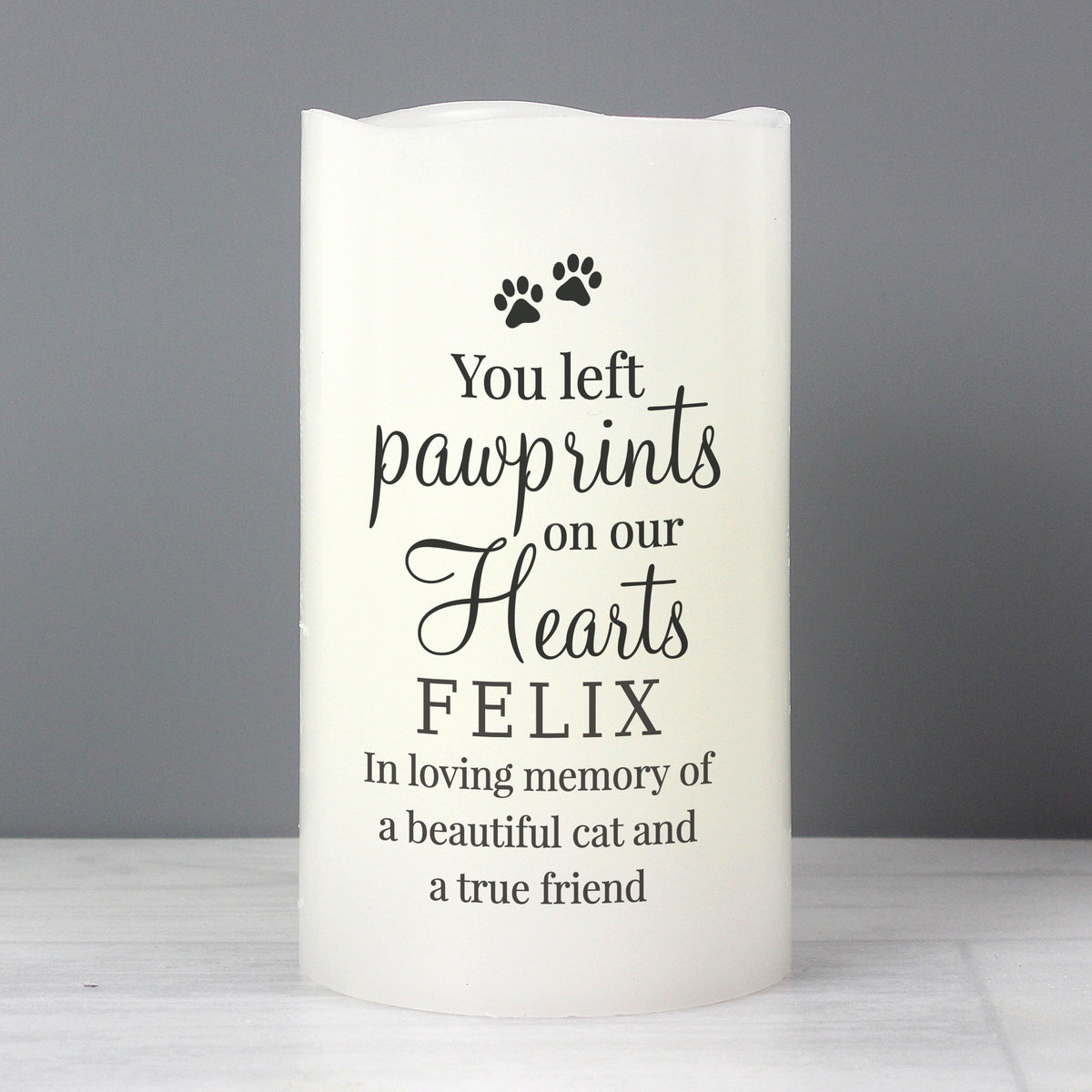 Personalised Pawprints On Our Hearts LED Candle | Memorial Gift
