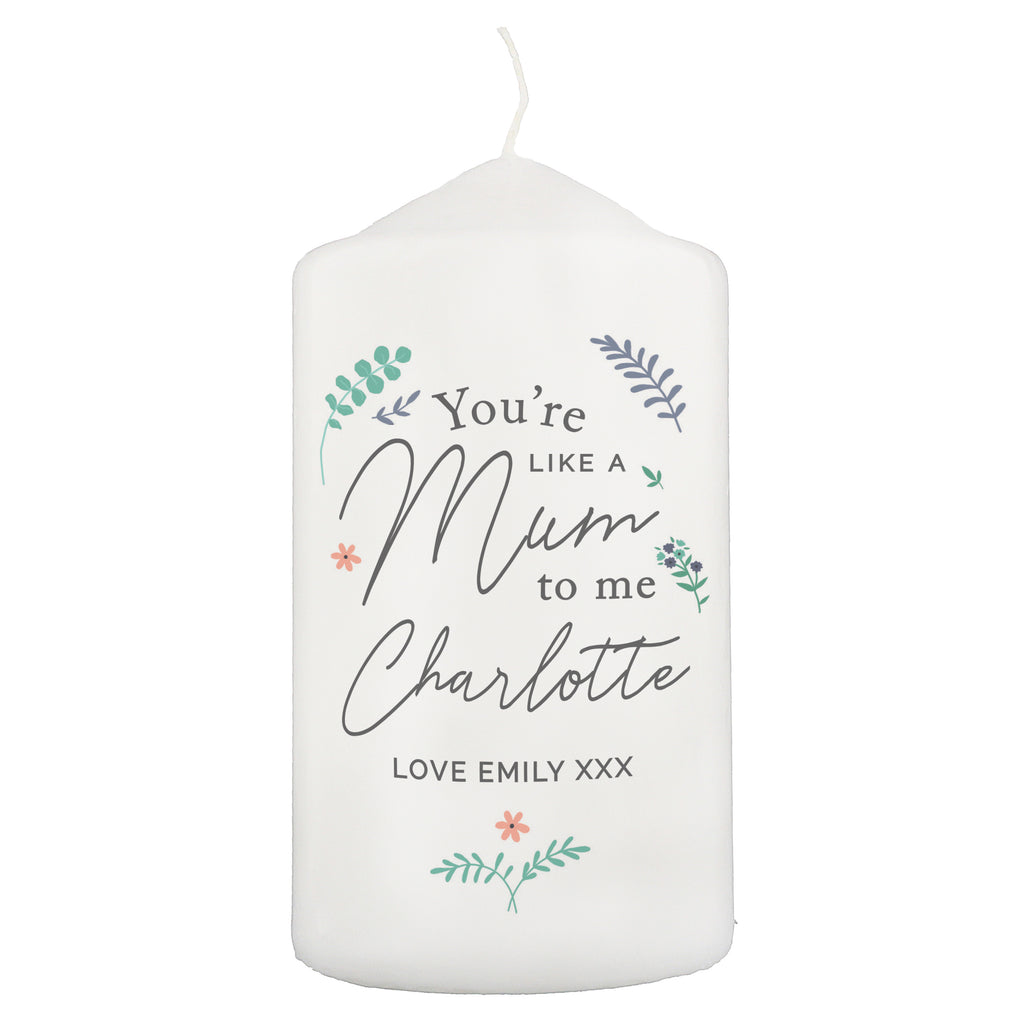 Personalised You're Like A Mum To Me Pillar Candle | Candles & Reed Diffusers