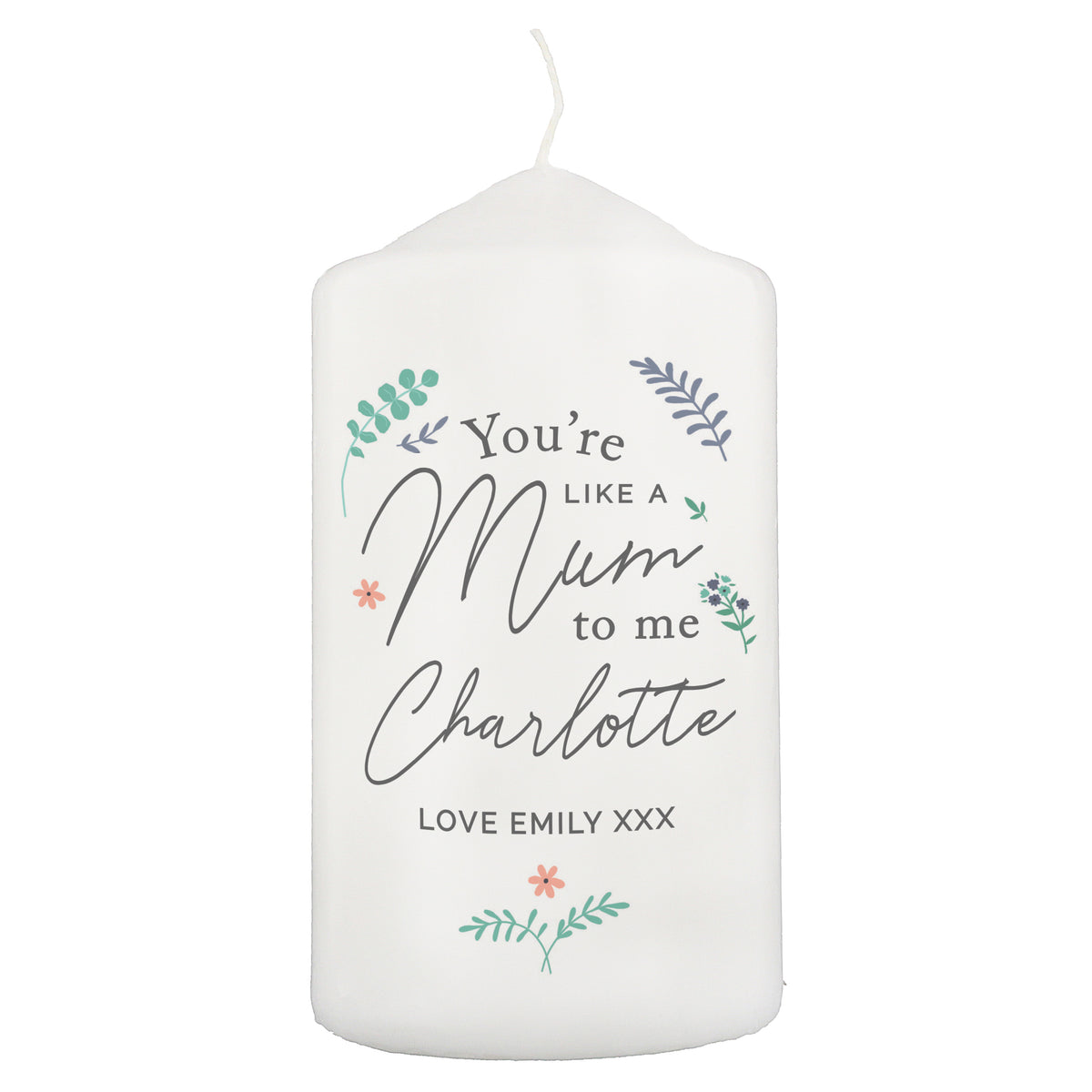 Personalised You're Like A Mum To Me Pillar Candle | Candles & Reed Diffusers
