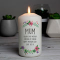 Personalised Floral Pillar Candle | Candles & Reed Diffusers | Mother's Day Gift