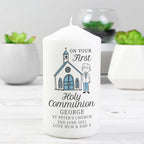 Personalised Boys First Holy Communion Pillar Candle | Candles & Reed Diffusers | Inspired Creative Gifts