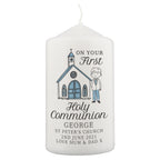 Personalised Boys First Holy Communion Pillar Candle | Candles & Reed Diffusers | Inspired Creative Gifts