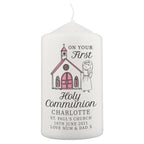 Personalised Girls First Holy Communion Pillar Candle | Candles & Reed Diffusers | Christening Gift