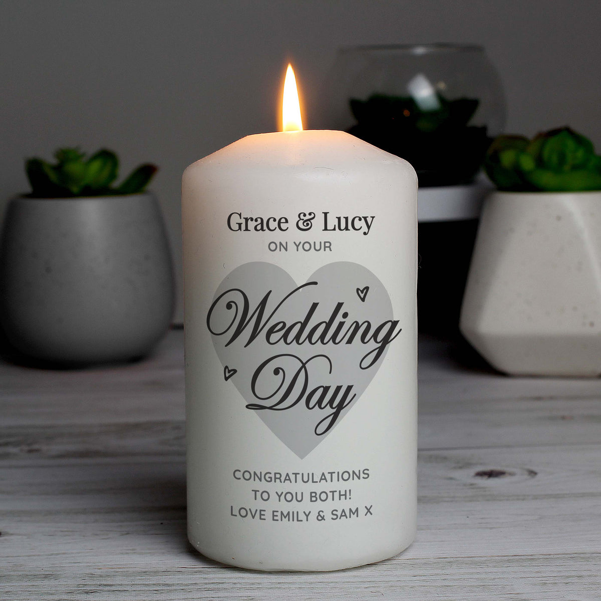 Personalised On Your Wedding Day Pillar Candle | Candles & Reed Diffusers | Inspired Creative Gifts