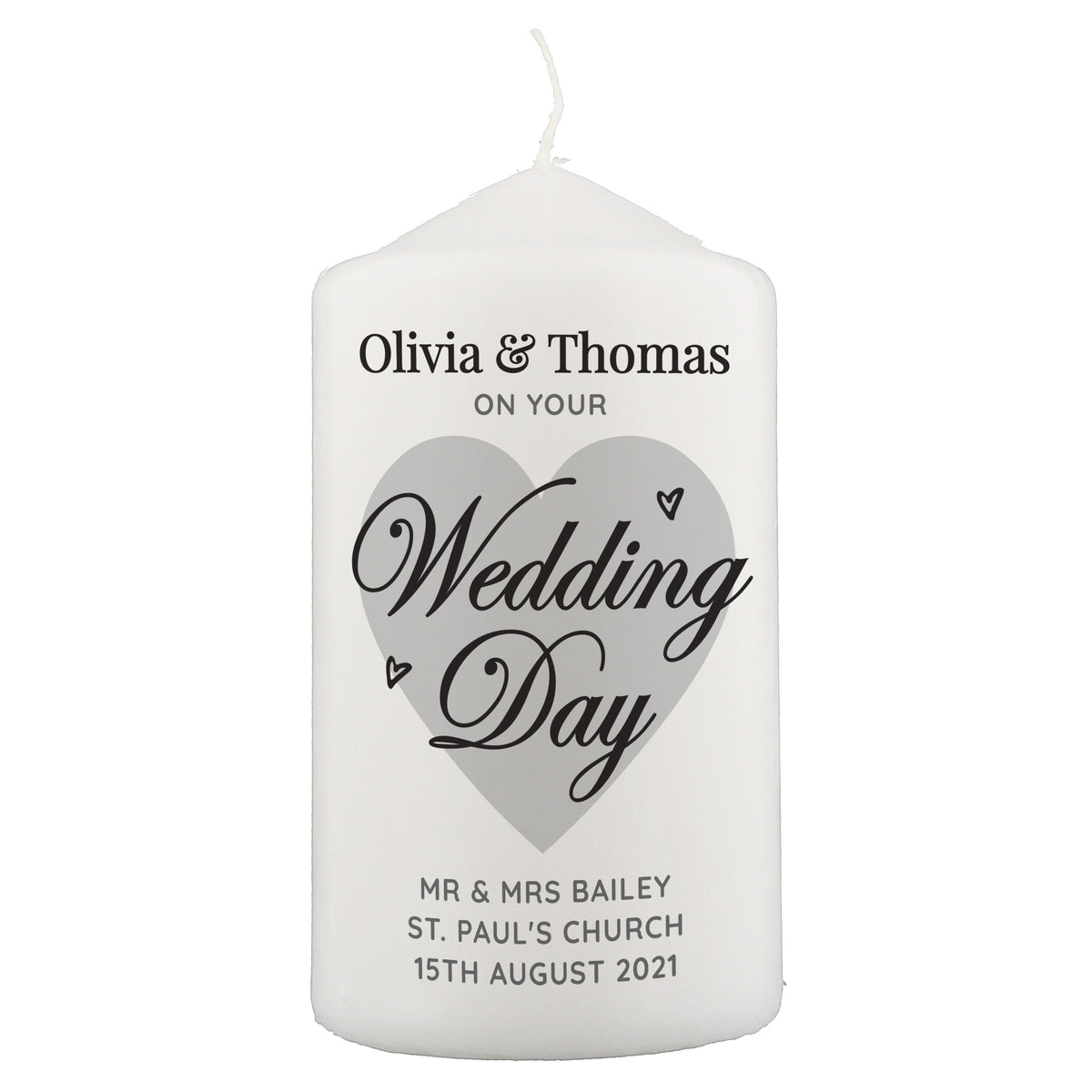 Personalised On Your Wedding Day Pillar Candle | Candles & Reed Diffusers | Inspired Creative Gifts